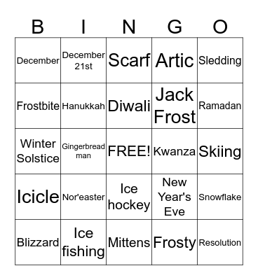 Winter Wonderland Bingo Card