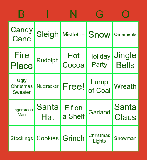 Holiday Bingo Card