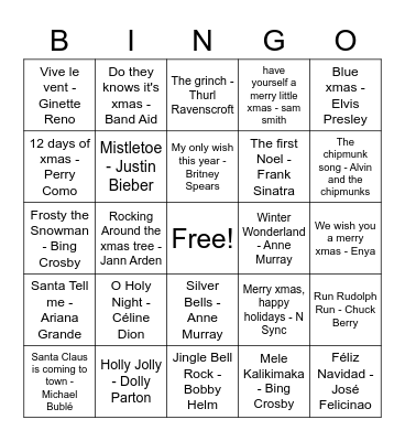 Windsor Holiday Bingo Card