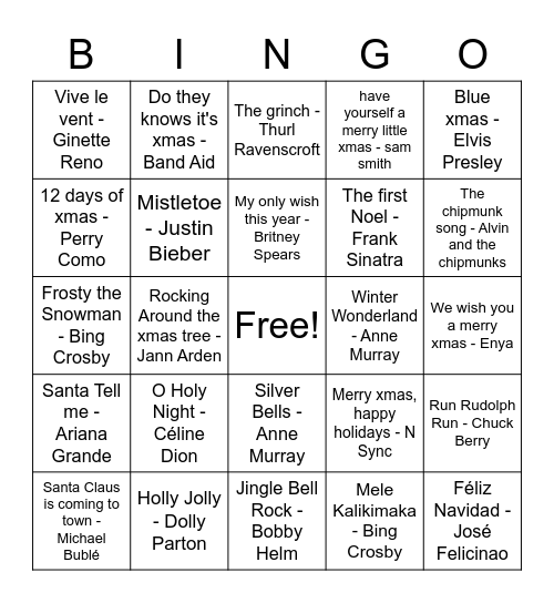 Windsor Holiday Bingo Card