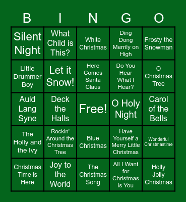 Christmas Carol Bingo Card