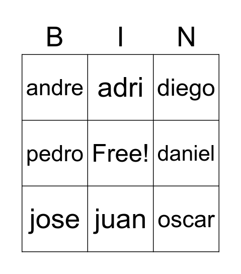 Prueba Bingo Card