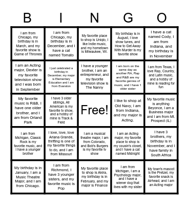 UC Residence Life Superhero Edition Bingo Card