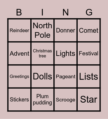 Holiday Bingo Card