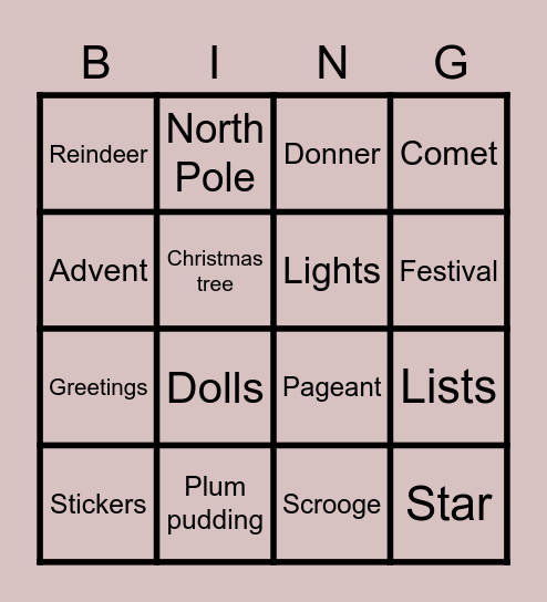 Holiday Bingo Card