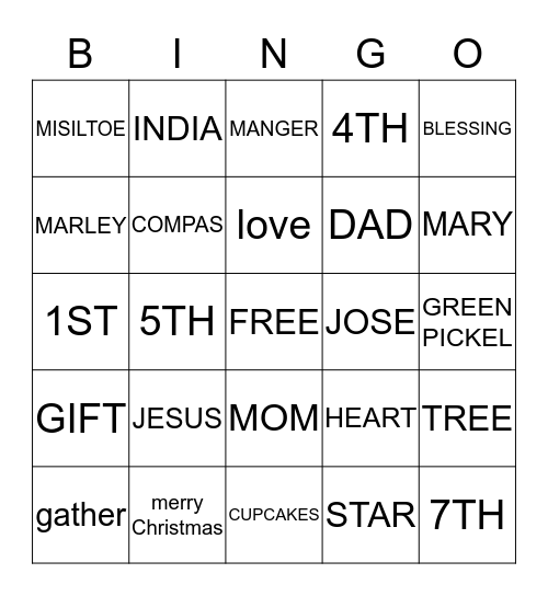 family fun Bingo Card
