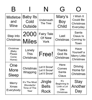 Christmas Bingo Card