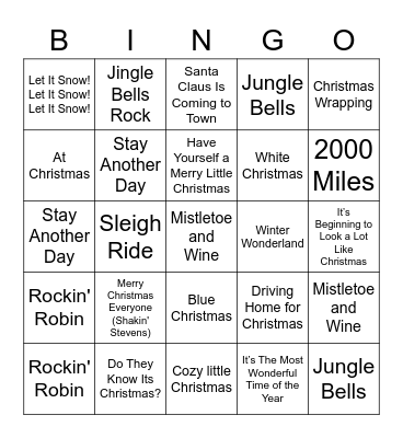 Christmas Bingo Card