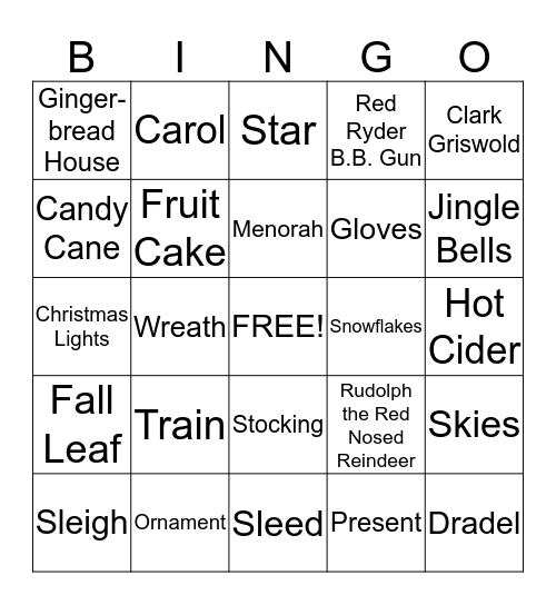 Holiday Bingo Card