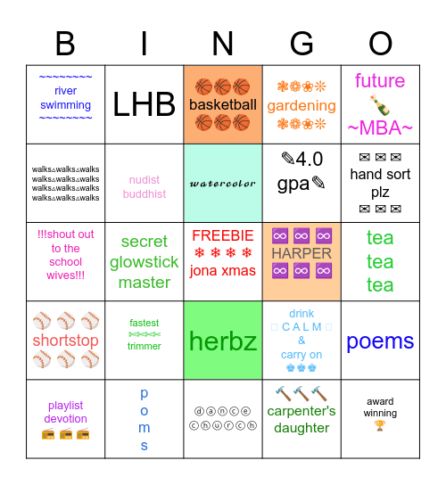 jp noel Bingo Card