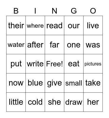 Lesson 11 Bingo Card