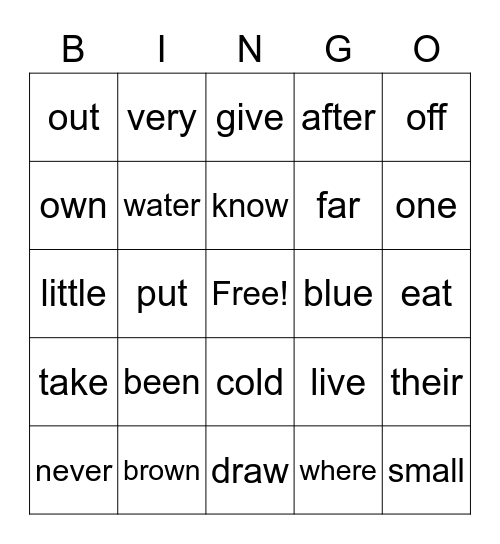 Lesson 12 Bingo Card