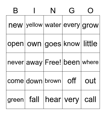 Lesson 13 Bingo Card