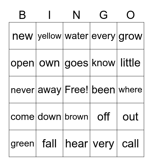 Lesson 13 Bingo Card