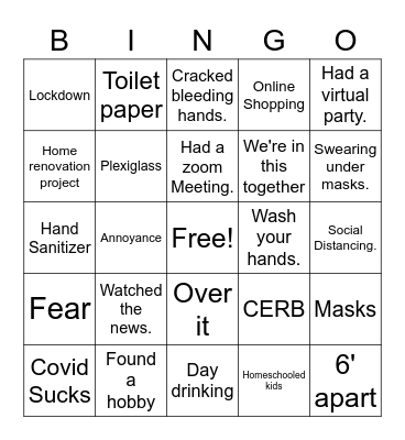 Covid Bingo Card