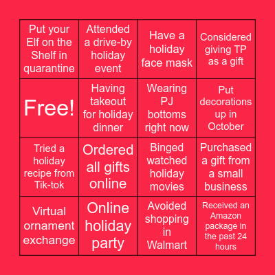 Christmas 2020 Bingo Card