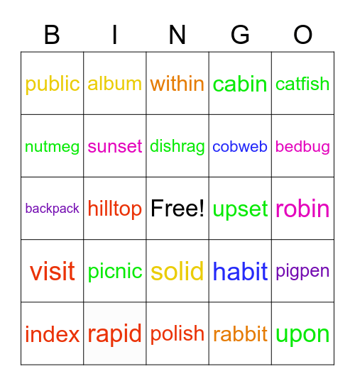 Wilson 3.1 Page 5 Bingo Card