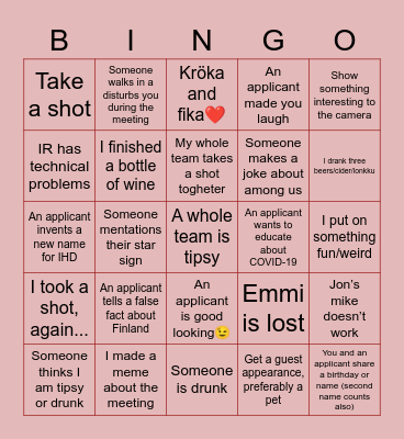 IHD Bingo Card