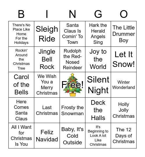 Christmas Songs Bingo Card