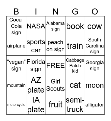 Christmas Trip #1 Bingo Card