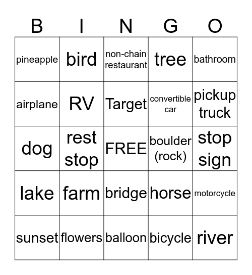 Christmas Trip #3 Bingo Card