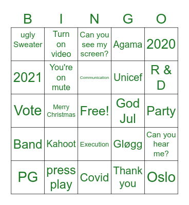 Christmas Party Bingo Card