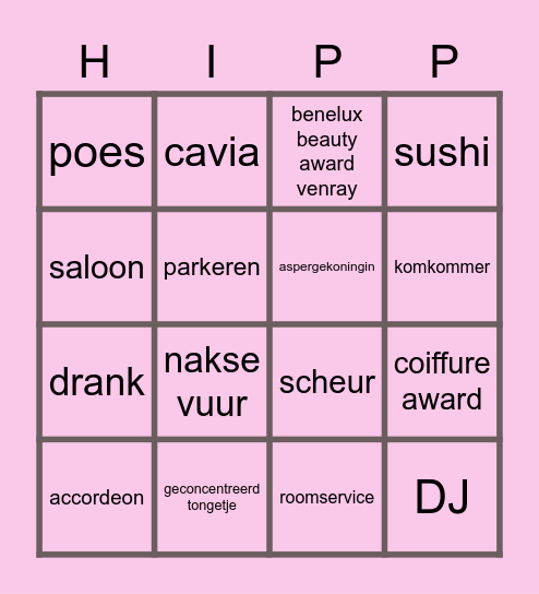 Best HIPP quiz ever! Bingo Card