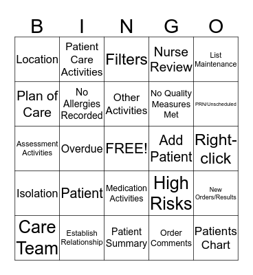 CareCompass Bingo Card