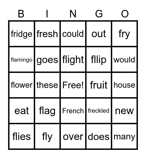 FL-FR-2G Bingo Card