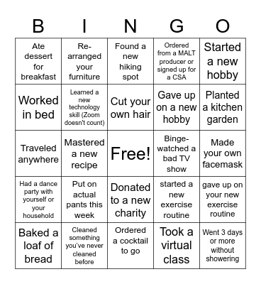MALT 2020 Bingo Card