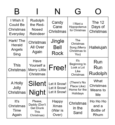 Christmas Music Bingo Card