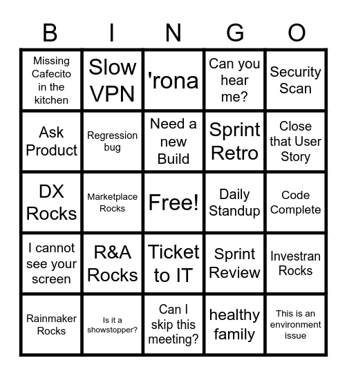 2020 Work Bingo Card