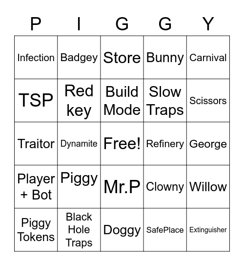The piggy bingo board Bingo Card