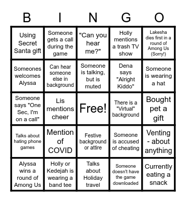 Game Time! Bingo Card