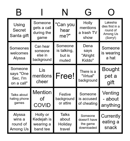 Game Time! Bingo Card