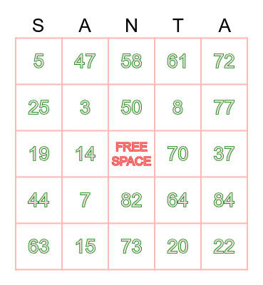 Criterion Winter Bingo Card