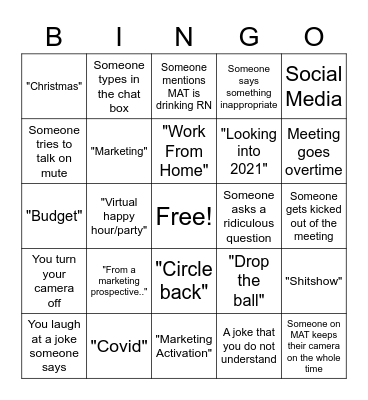 Team Tammy Meeting Bingo Card