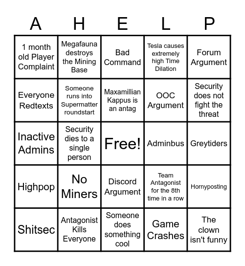 Yogstation Bingo Card