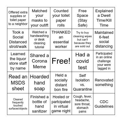 COVID BINGO Card