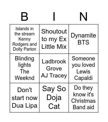 SS Music Bingo Card
