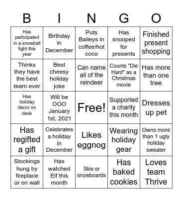 Holiday Bingo! Bingo Card