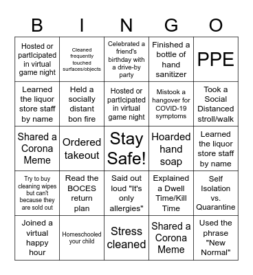 COVID BINGO Card