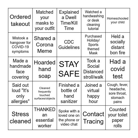 COVID BINGO Card