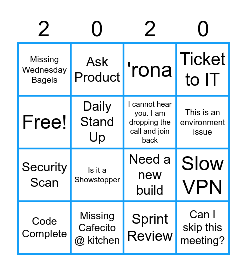 2020 Work (4x4) Bingo Card