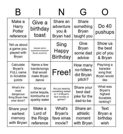 Cheers to 40 Years of Bryan Bingo Card