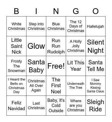 Christmas Music Bingo Card