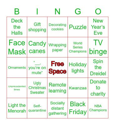 OMLA Holiday Bingo Card