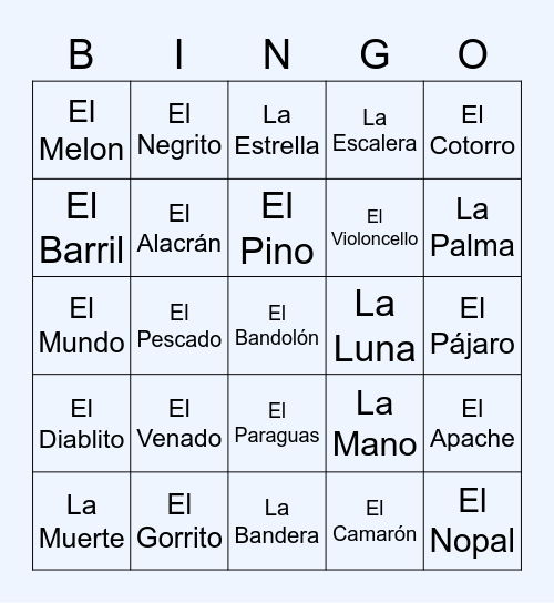 Western High School VPLA Loteria Bingo Card