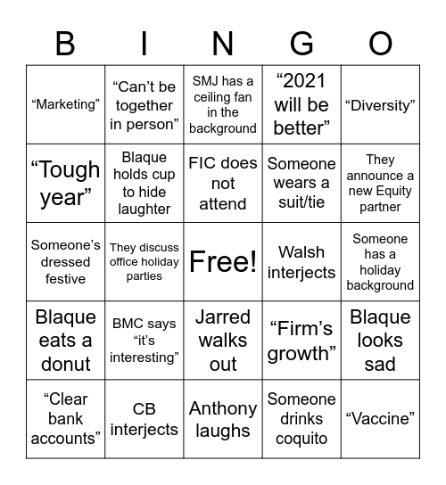 Partners Meeting BINGO Card