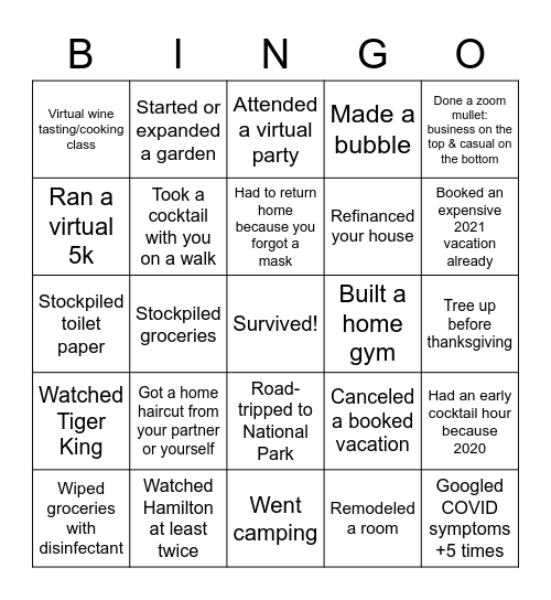 2020 Bingo Card